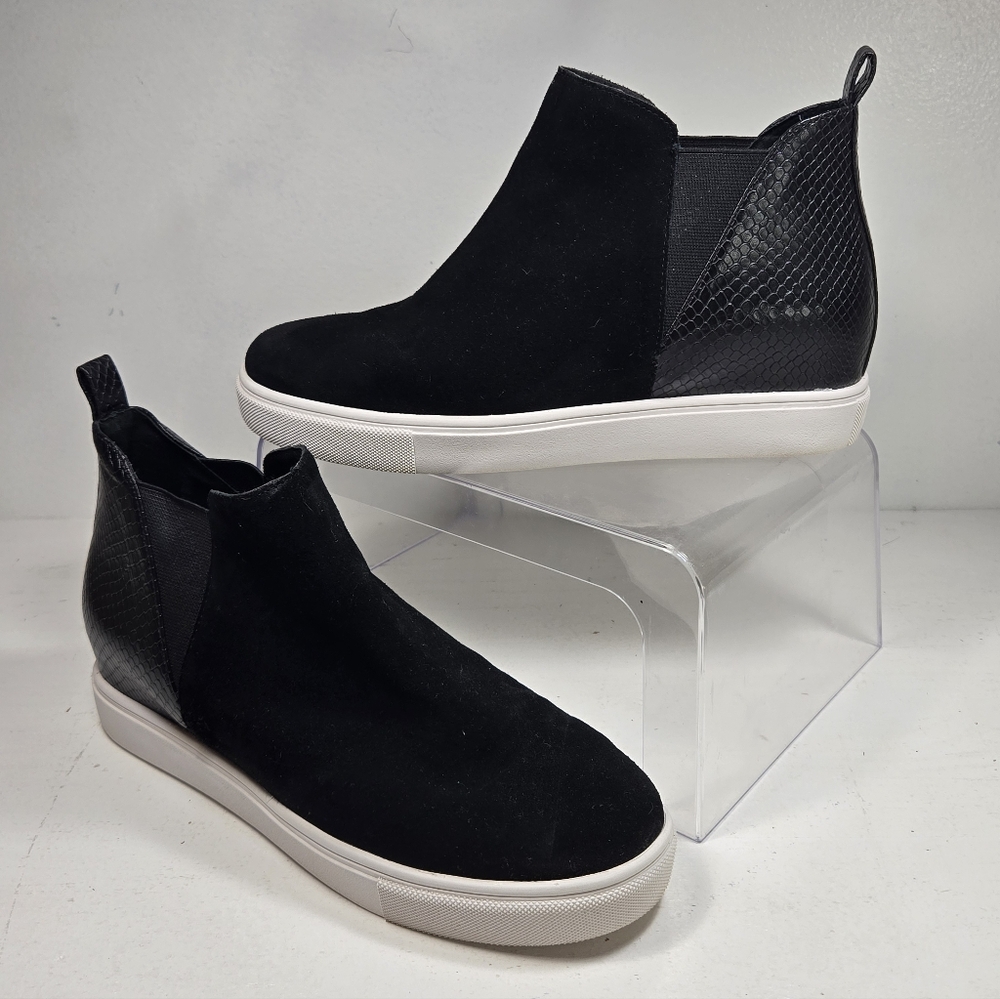 Steve Madden Zaci Black Embossed Leather & Suede Sneakers 9½